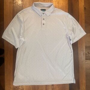 PGA Tour White Geometric Print Lightweight Short Sleeve Golf Polo Shirt Large
